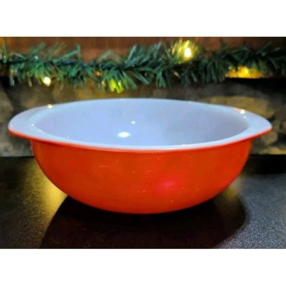 Vintage Pyrex 024 Friendship Red Orange 2 Qt‎ Mixing Bowl Casserole Milk Glass
